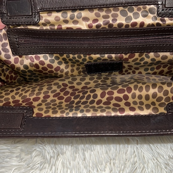 SIGRID OLSEN LEATHER brown clutch with shoulder strap - Picture 2 of 13